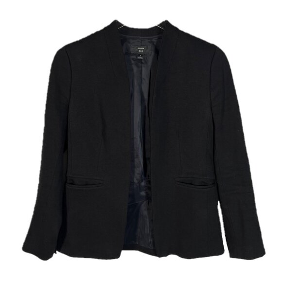 J. Crew Open Collar Going Out Black Blazer in Stretch Twill Size 2 - Picture 1 of 4